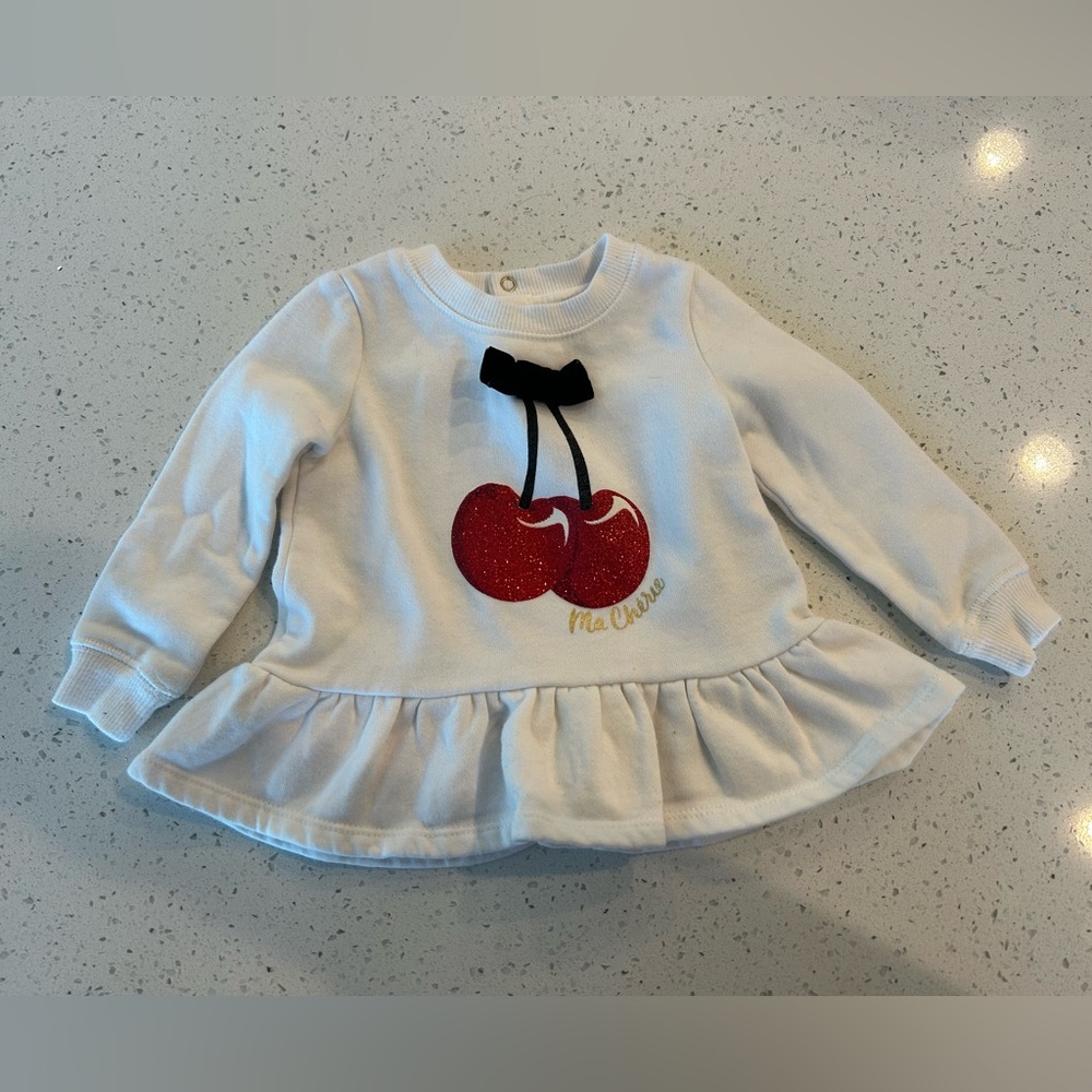 Kate Spade Baby Girls Pullover Sweater Graphic Cherry Cream
